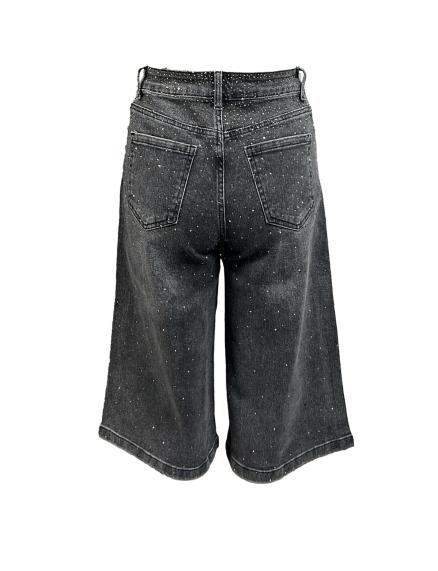 Jeans corto largo strass
