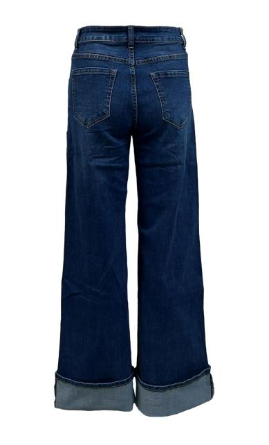 Jeans palazzo risvolto strass