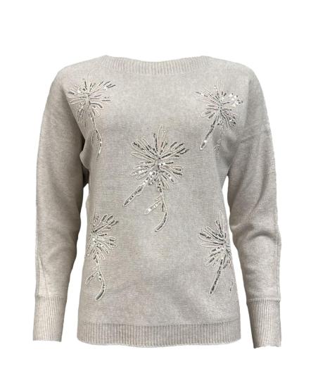 Maglione fiori strass