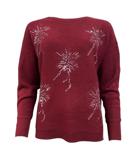 Maglione fiori strass