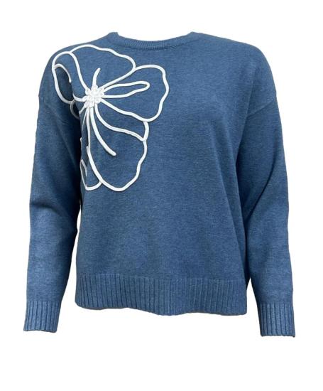 Maglione ricamo fiore dx