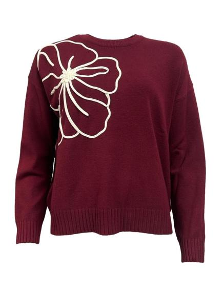 Maglione ricamo fiore dx