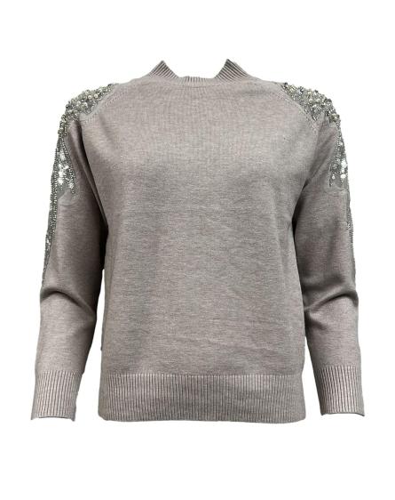 Maglione strass spalle