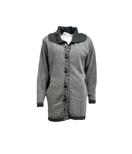 Cardigan lana fascia fantasia bottoni