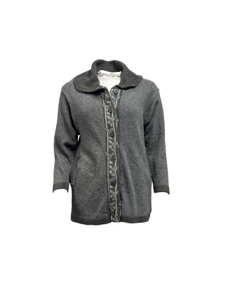 Cardigan lana fascia fantasia bottoni