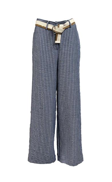 Pantalone lino-riga cintura