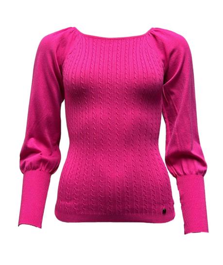 Maglia trecce scollo