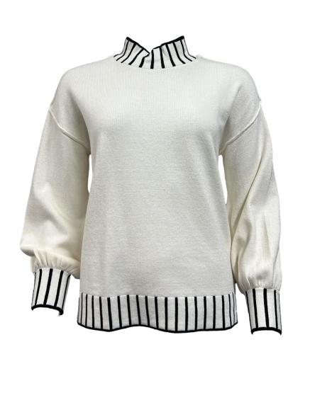 Maglione collo fondo riga