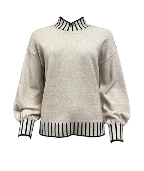 Maglione collo fondo riga