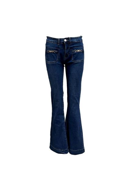 Pantalone jeans zampa con accessorio curvy