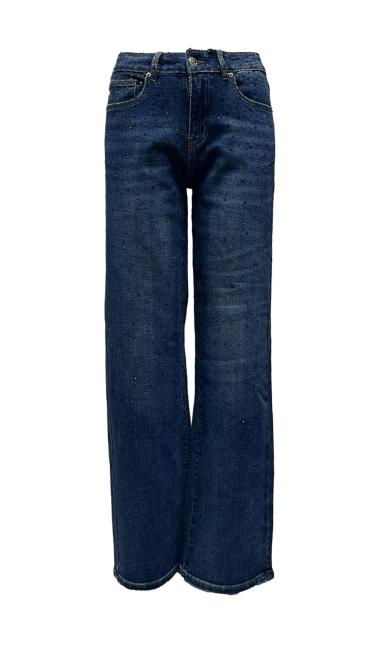 Jeans palazzo strass bronzo