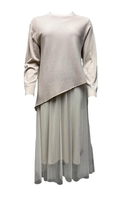Completo canotta e gonna tulle maglione asimmetrico