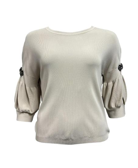 Maglia sbuffo strass