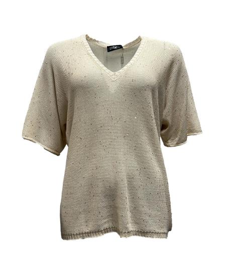 Maglia filo scollo paillettes