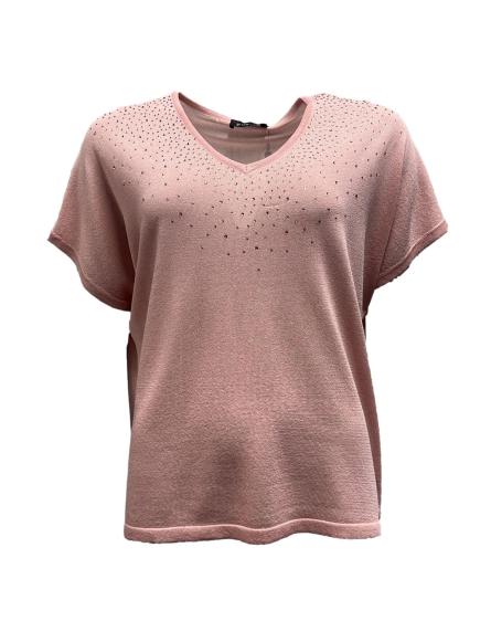 Maglia scollo strass dv