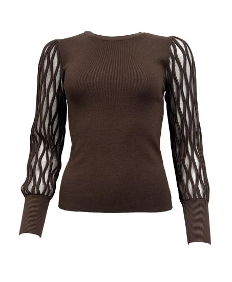 Maglione maniche trasparenza