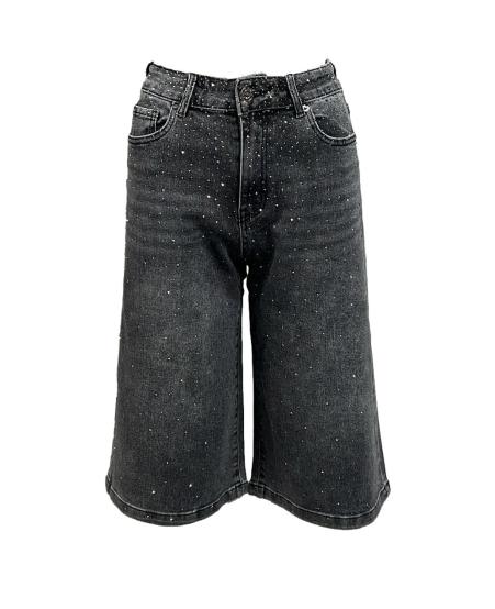 Jeans corto largo strass
