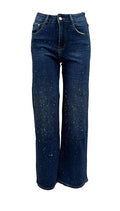 Jeans palazzo scuro strass