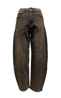 Jeans balloon strass laterali lav. terra