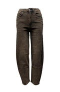 Jeans balloon strass e cucitura laterale lav. terra