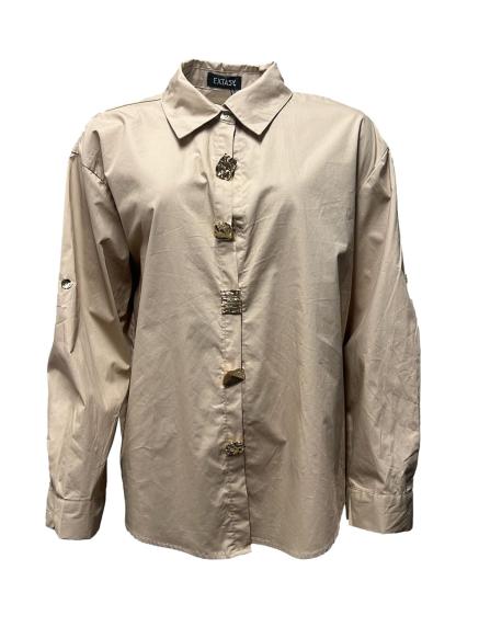 Camicia over bottoni oro
