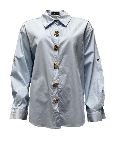 Camicia over bottoni oro