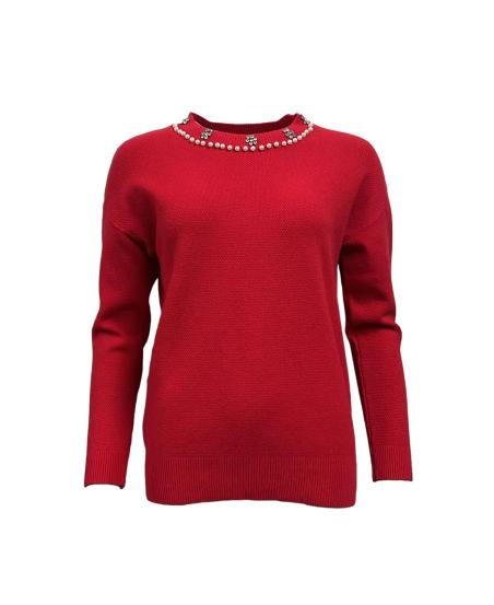 Maglione perle collo