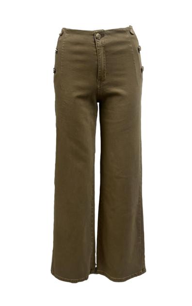 Pantalone colorato bottoni oro