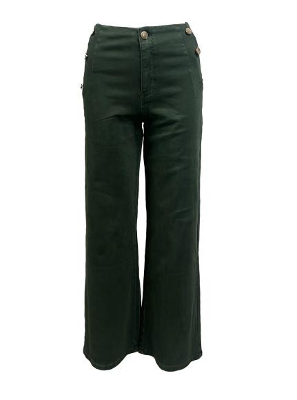 Pantalone colorato bottoni oro