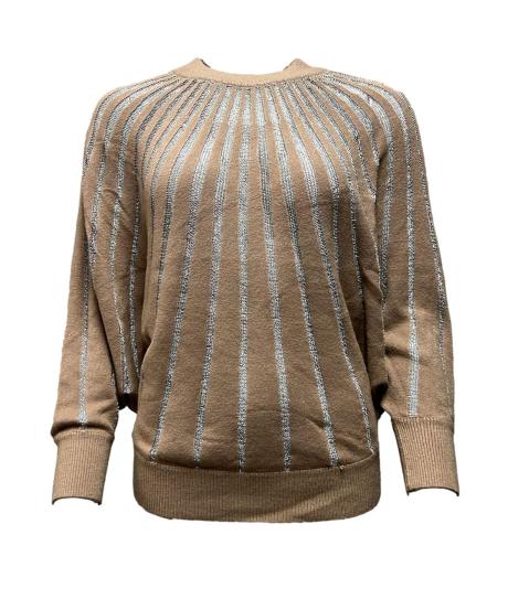 Maglia pipistrello righe trasparenza