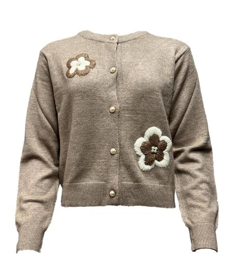 Cardigan fiori e perle
