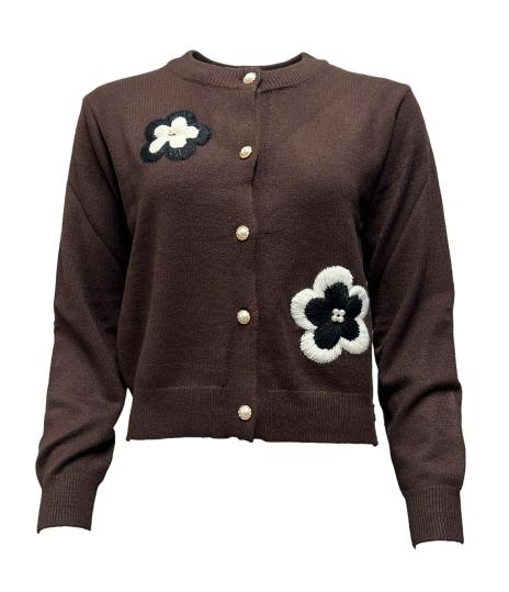Cardigan fiori e perle