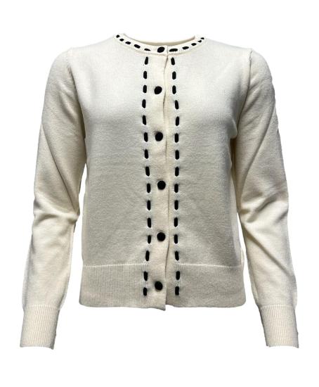 Cardigan impunture contrasto