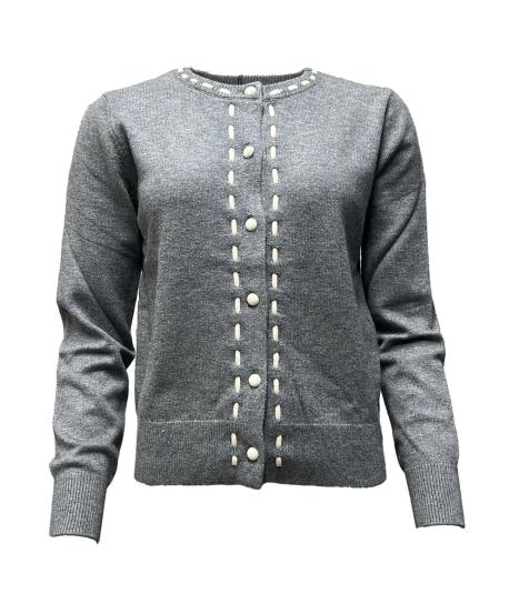 Cardigan impunture contrasto