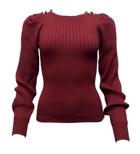 Maglia costine bottoni spalle