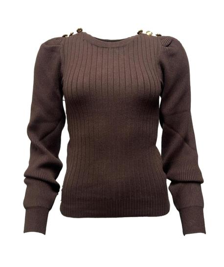 Maglia costine bottoni spalle