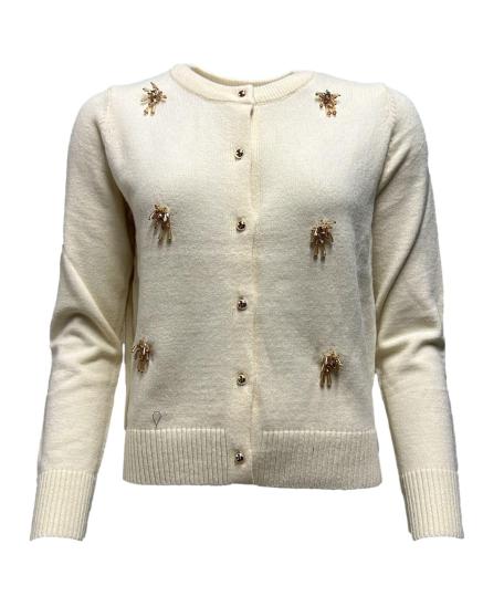 Cardigan fiore cascata strass
