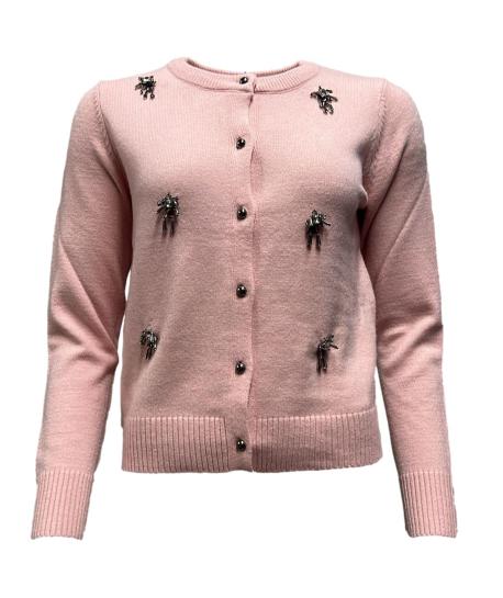 Cardigan fiore cascata strass