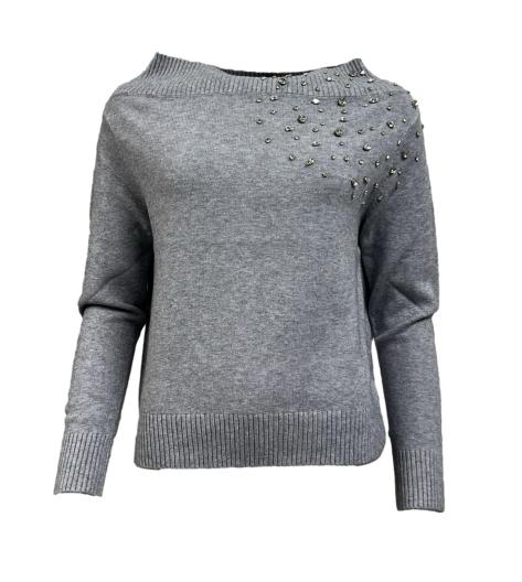 Maglione barca strass