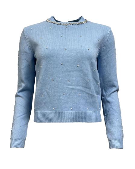 Maglione strass acc.collo