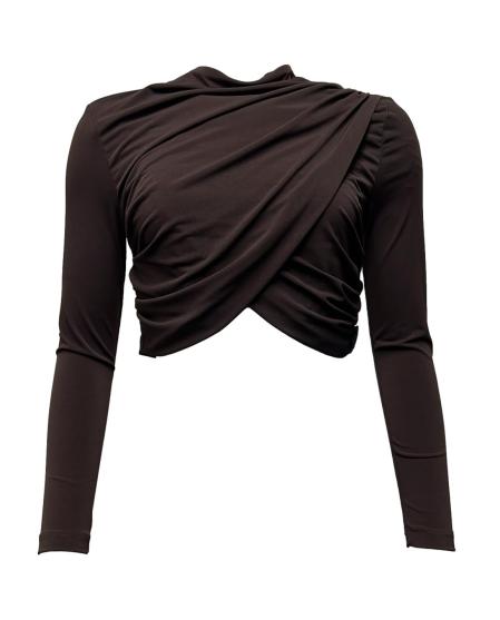 Maglia crop mezzo collo drappeggio solton