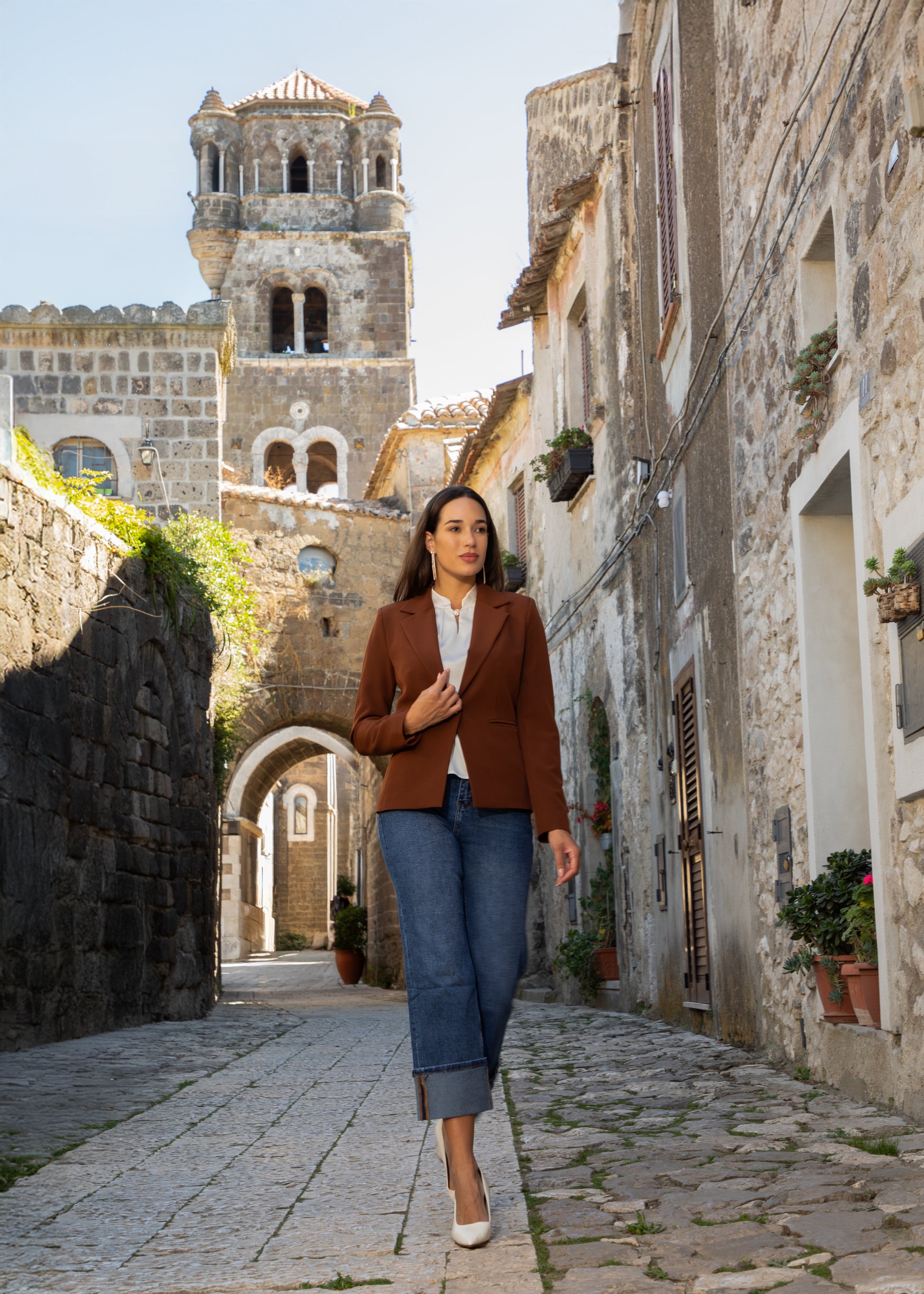 Jeans palazzo rivolto alto