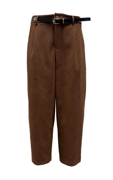 Pantalone dritto camoscio rigato