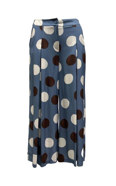 Pantalone pieghe baciate pois