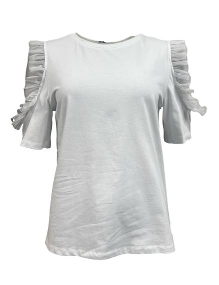 T-shirt spalla nuda tulle