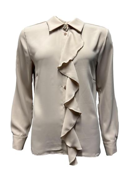 Camicia rouches bottone gioiello