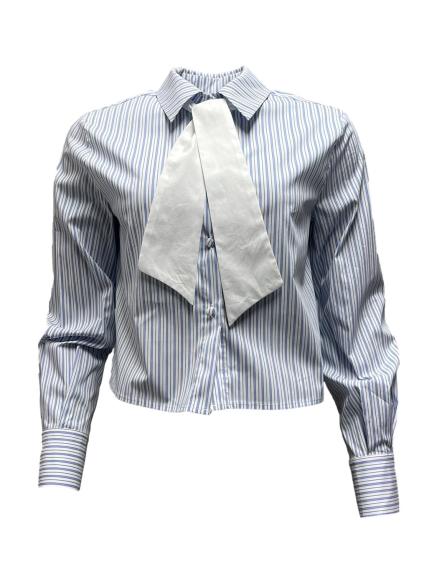 Camicia corta righe sciarpetta