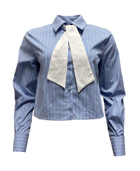 Camicia corta righe sciarpetta