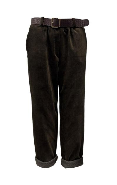 Pantalone risvolto velluto-rigato
