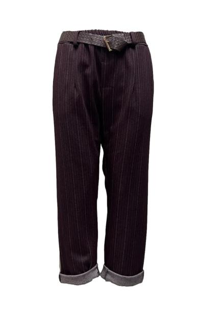 Pantalone gessato risvolto